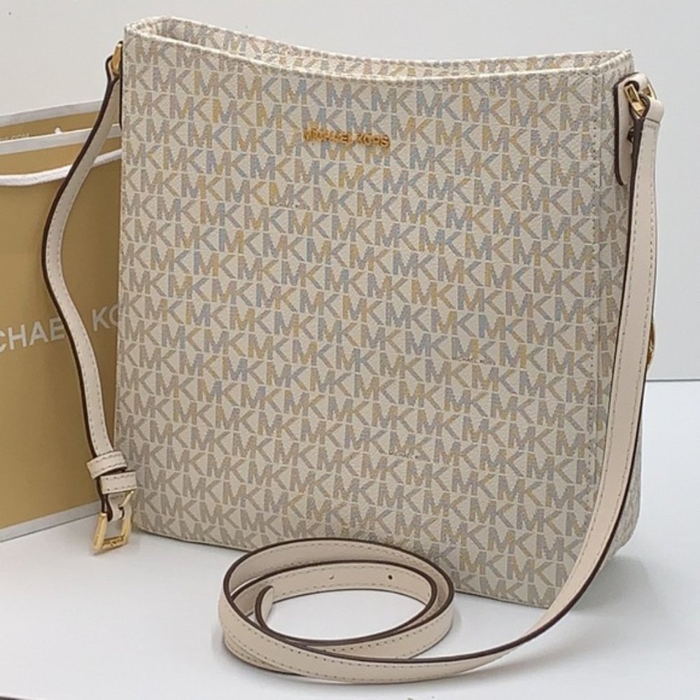 Michael Kors Jet Set Travel Large Messenger Crossbody Bag Light Cream Multi - Picture 8 of 16